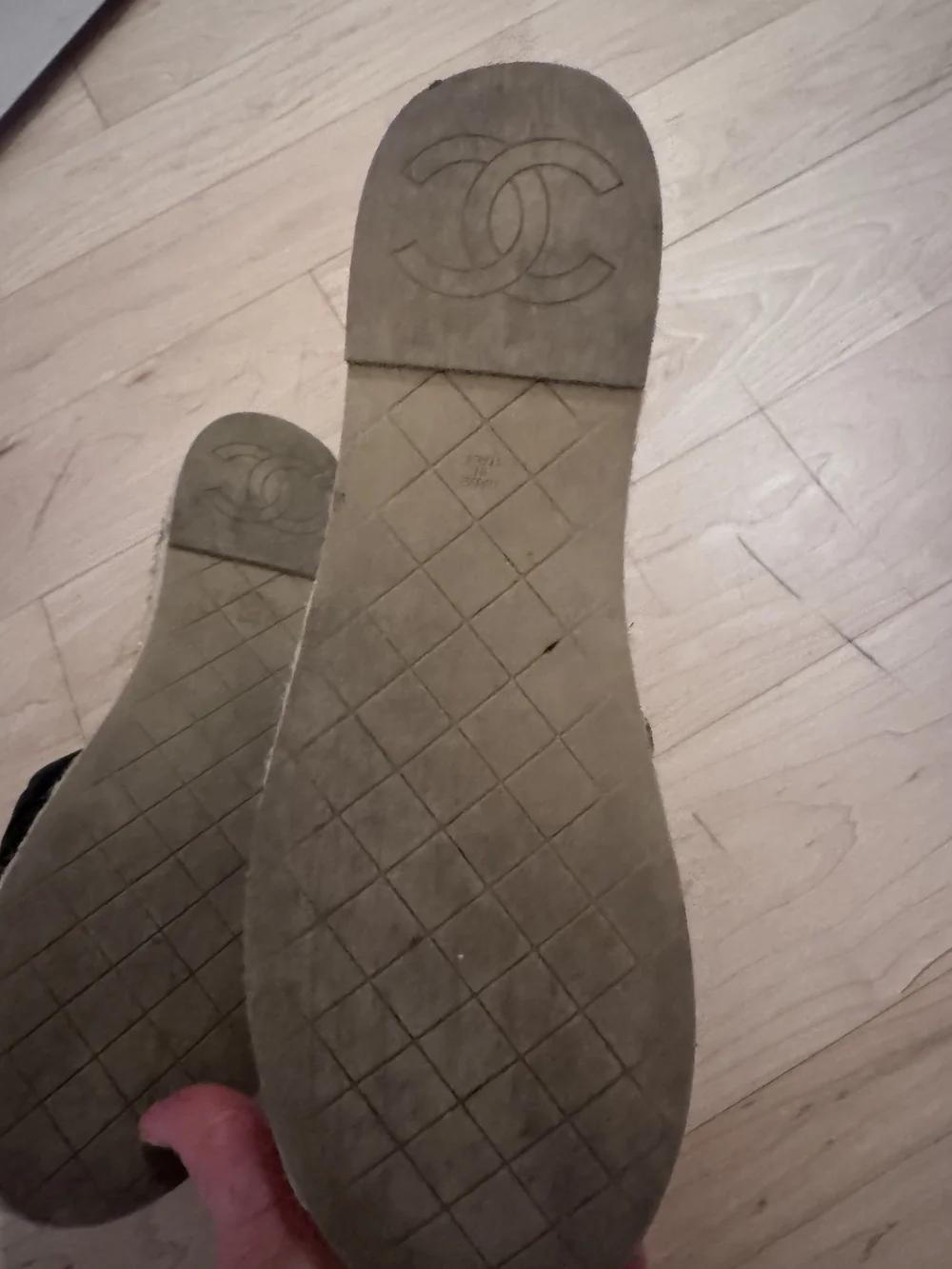 CHANEL Blacj Quilted Mules - CC Logo In Gold Chain, Size 40